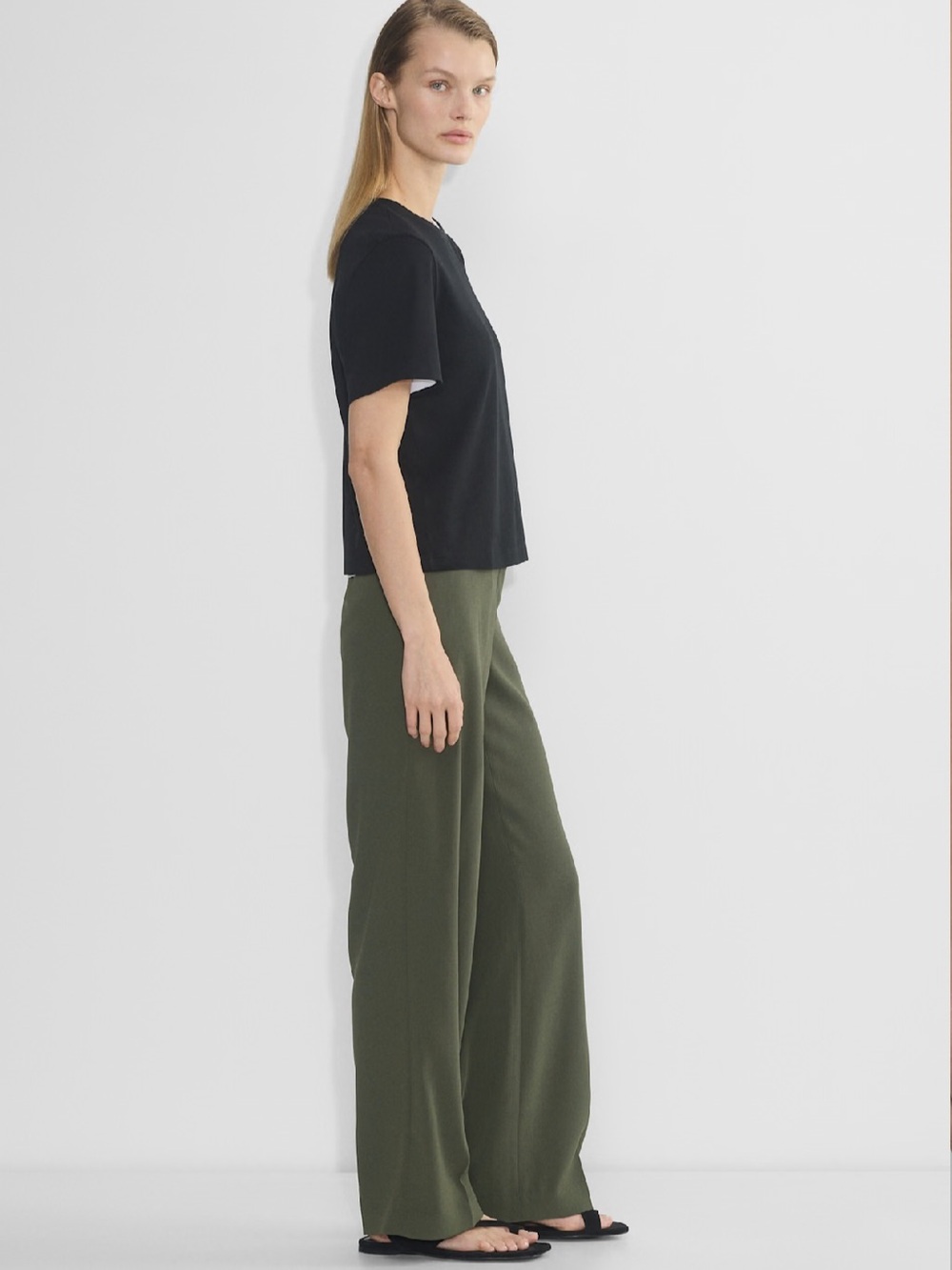 Aritzia Babaton Agency Pant - Mirror Crepe in Dark Olive - Picture 3 of 7